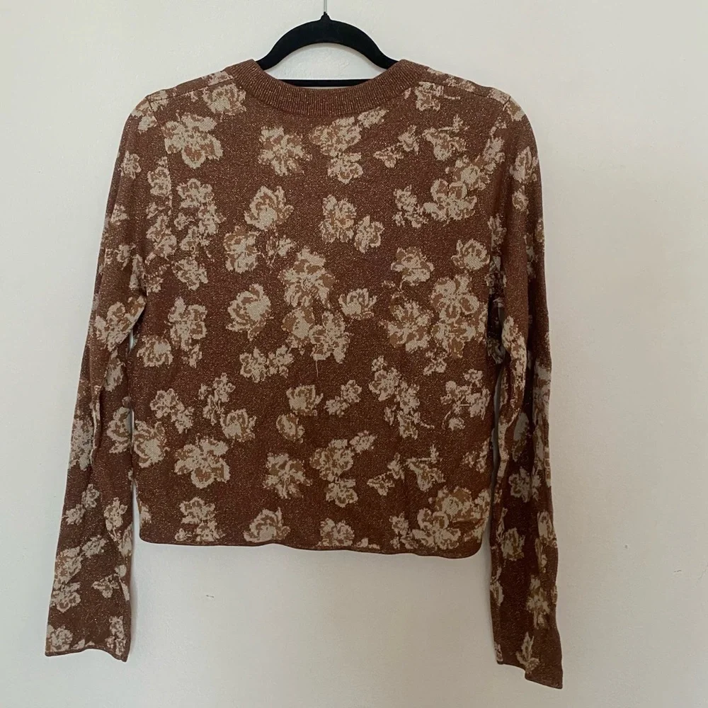 Sezane Brown Floral Crew Neck Sweater - Picture 3 of 5
